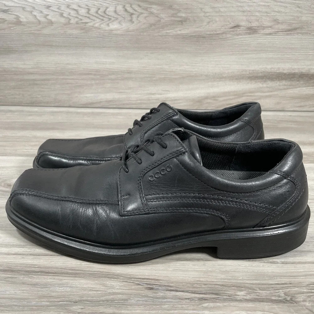 Ecco Helsinki Black Bicycle Toe‎ Tie Shoes Men Size 9/9.5 EU 43 Leather